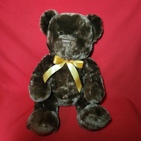 Steven Smith Dark Brown Teddy Bear 15" Stuffed Animal with Gold Ribbon - Picture 6 of 10